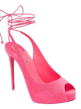 Christian Louboutin LACE UP NVP 120 Suede Platform Heels Sandals Shoes